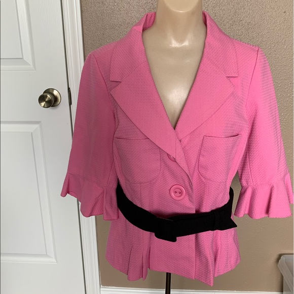 Sunny Leigh hot pink blazer with belt - Size 8 - Picture 1 of 3